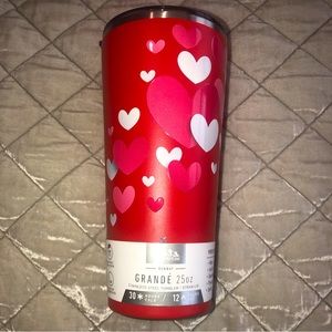 HYDRAPEAK Stainless 25oz Red W/Hearts Tumbler W/Straw & Lid. 25-30 Hrs Hot/Cold